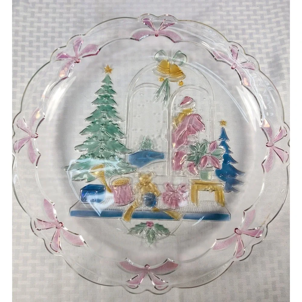 Mikasa Christmas Joy Round Platter 1992 Crystal Clear Studios Beautiful!